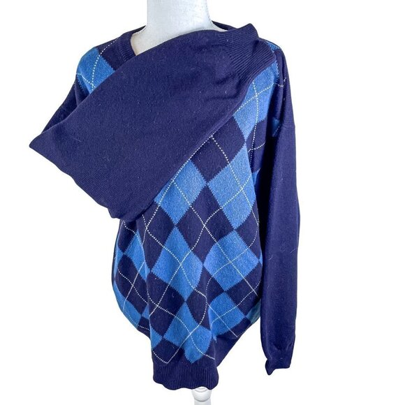 Pringle Sport Scotland Blue Argyle 100% Lambswool Luxury Knitwear Golf Sweater L - Picture 4 of 9